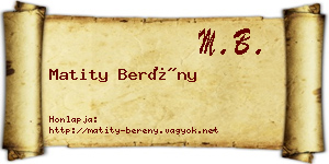 Matity Berény névjegykártya